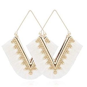 NEW! WHITE fringe statement earrings!